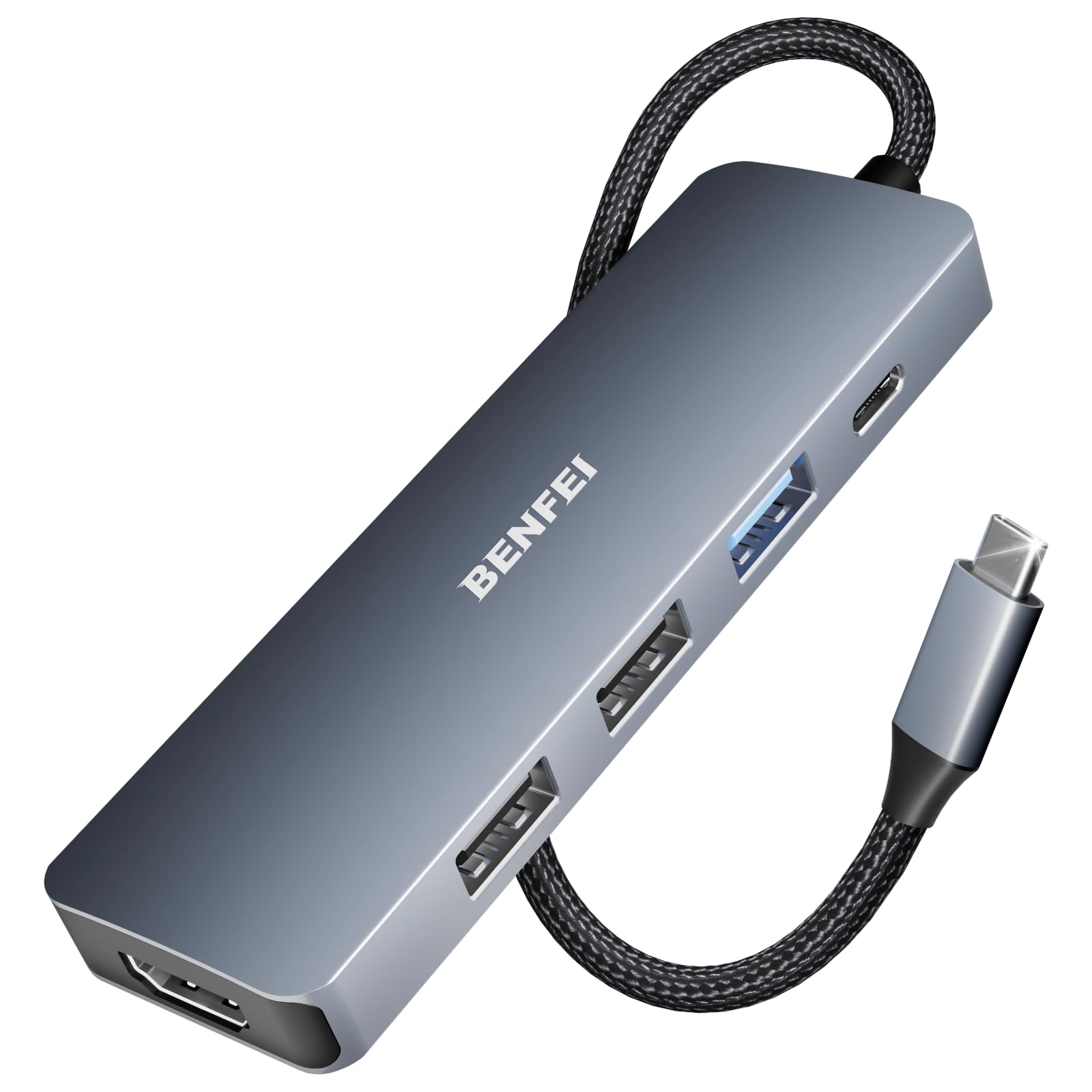 Favorite Fun Hub Benfei Usb C 1 Usb 2 Usb 10Gbps Data 100W Pd Fast Silicone And Woven Cable Aluminum Compatible With Macbook Ipad Iphone 15 And Thinkpad Hub, 5-In-1,