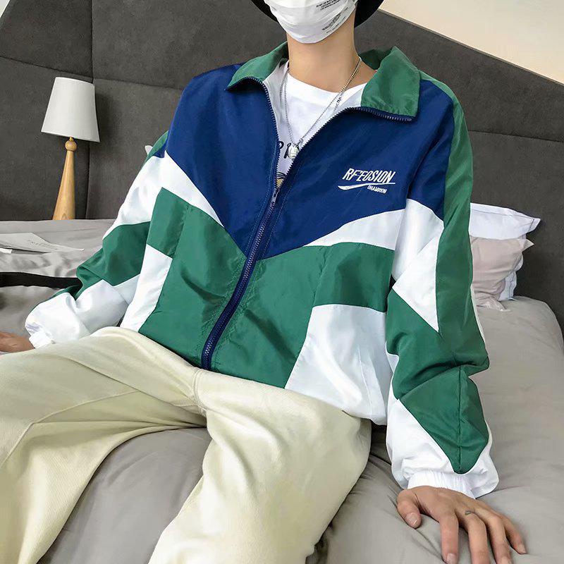 Korejská Ulzzang Retro Colorblocková Větrovka – Harajuku Street Style