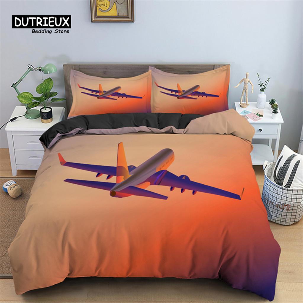 3D Airplane Printed Bedding Set Kids Adults 2/3pcs Duvet Cover With Pillowcase Comforter Bedding Quilt Cover Luxury Bedding Set