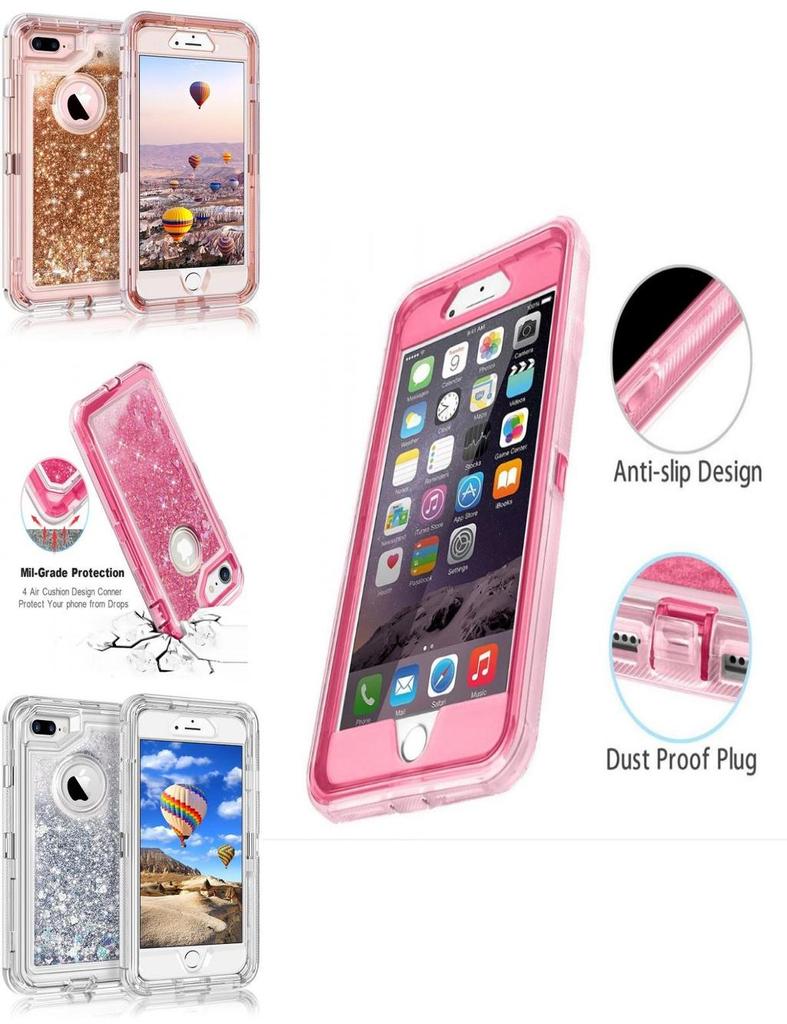 Defender Shell Shockproof Quicksand Glitter Liquid Case For Iphone 678px