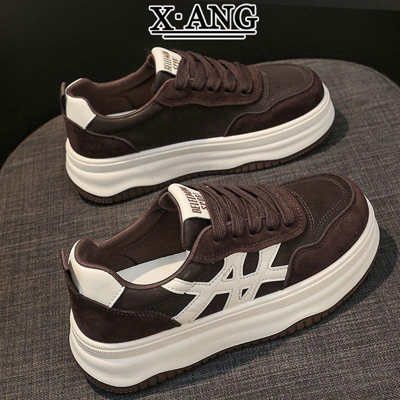 Leather thick baseplate shoes women's casual sports shoes autumn and winter new retro versatile little white shoes women's shoes