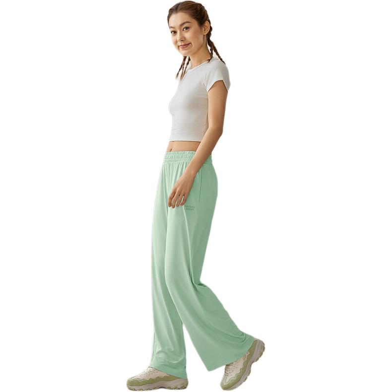 Skechers Loose Soft Comfortable Sports Wide Leg Casual Pants Women bottoms Light-Green L225W130-04BJ