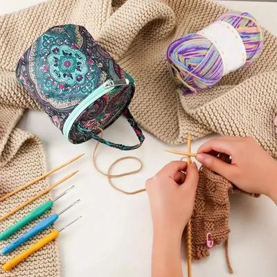 Household Crochet Storage Bag, Yarn Knitting Tool, Hand-Held Storage Bag, Portable Storage Tube With Built-In Thread Hole