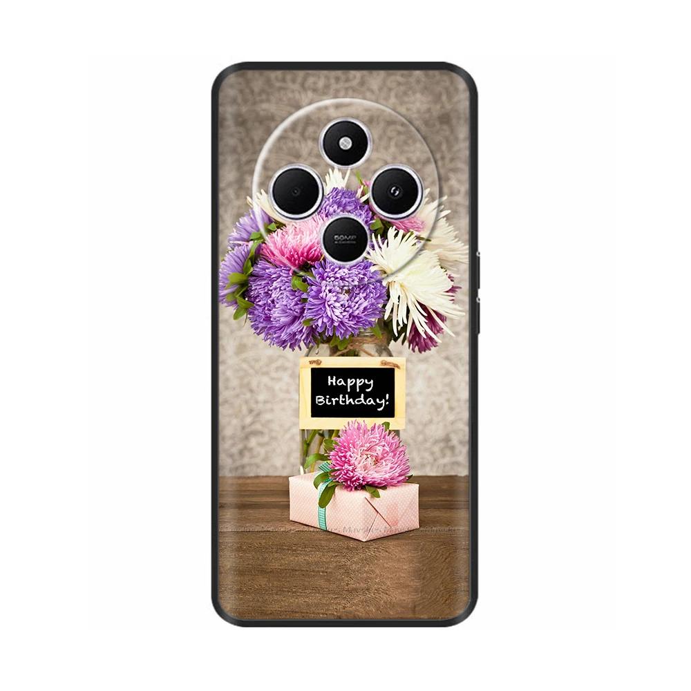Shockproof Funda For Xiaomi Redmi A4 5G Case 6.88" Soft TPU Silicone Phone Cover For RedmiA4 2024 A 4 Capas Printed Heart Flower