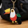 Portachiavi Ciondolo Pelle Sintetica Colorato Forma di Tucano Portachiavi con Moschettone Universale Ornamento da Appendere alla Borsa