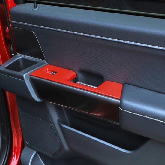 Interior Rear Door Window Lift Switch Panel Trim Cover For Ford F150 2021-22 Red