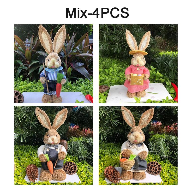 1/2/4PCS 35cm Straw Bunny Doll Vintage Style Bunny Doll Easter Home Decoration Wedding Window Shooting Props Gift for Friends