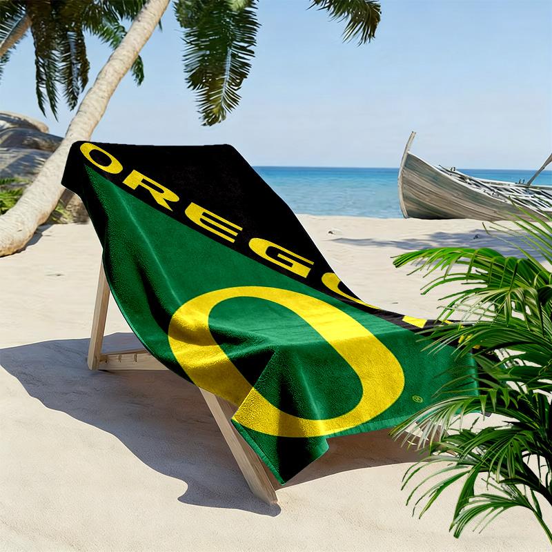 Oregon Ducks Print Beach Towel, Large Soft Quick Dry Towel for Beach Camping Swimming