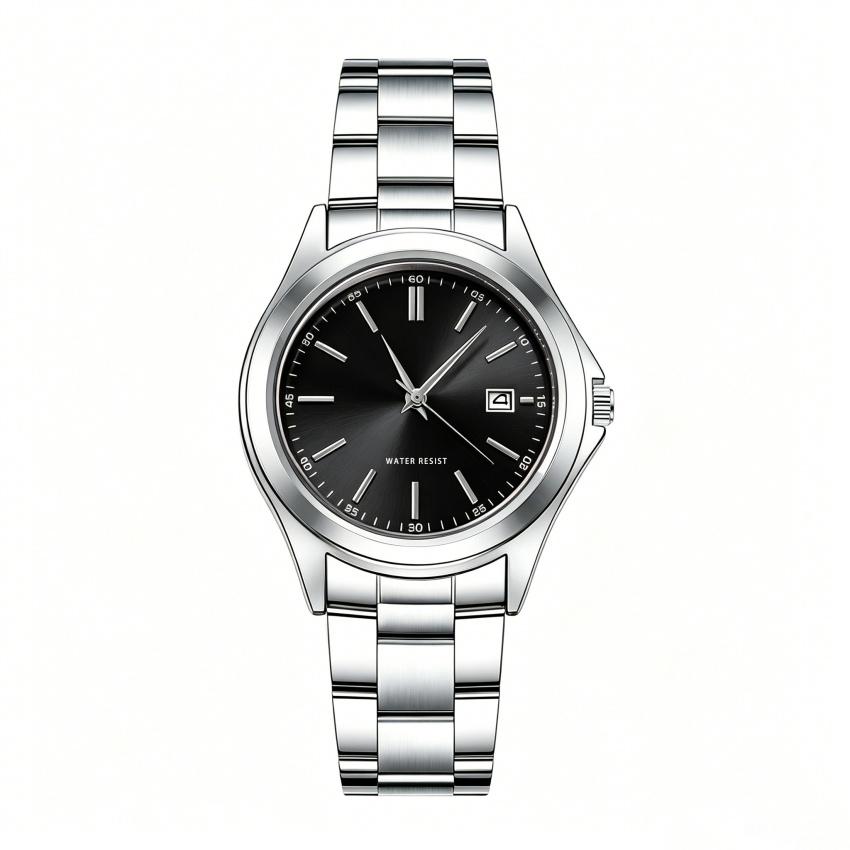 New Men's Luxury Watch Green Dial Stainless Steel Quartz Waterproof Sport Watch with Date - Relogio Masculino