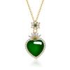 Heart-Shaped Agate and Jadeite Chalcedony Pendant Necklace: Elegant Luxury Design