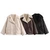 Zakdecoratie Enkelrijige Warme Jas Herfst/Winter Fleece Kraag Lange Mouw Dames Jas
