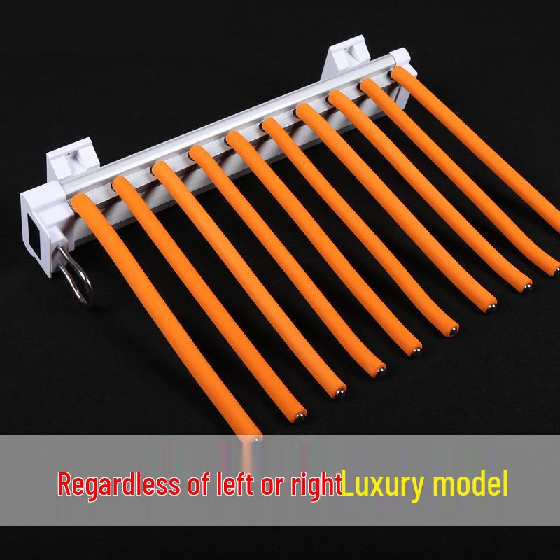 Side-Mounted Pull-Out Telescopic Trouser Rack with 10 Rods for Walk-In Closets