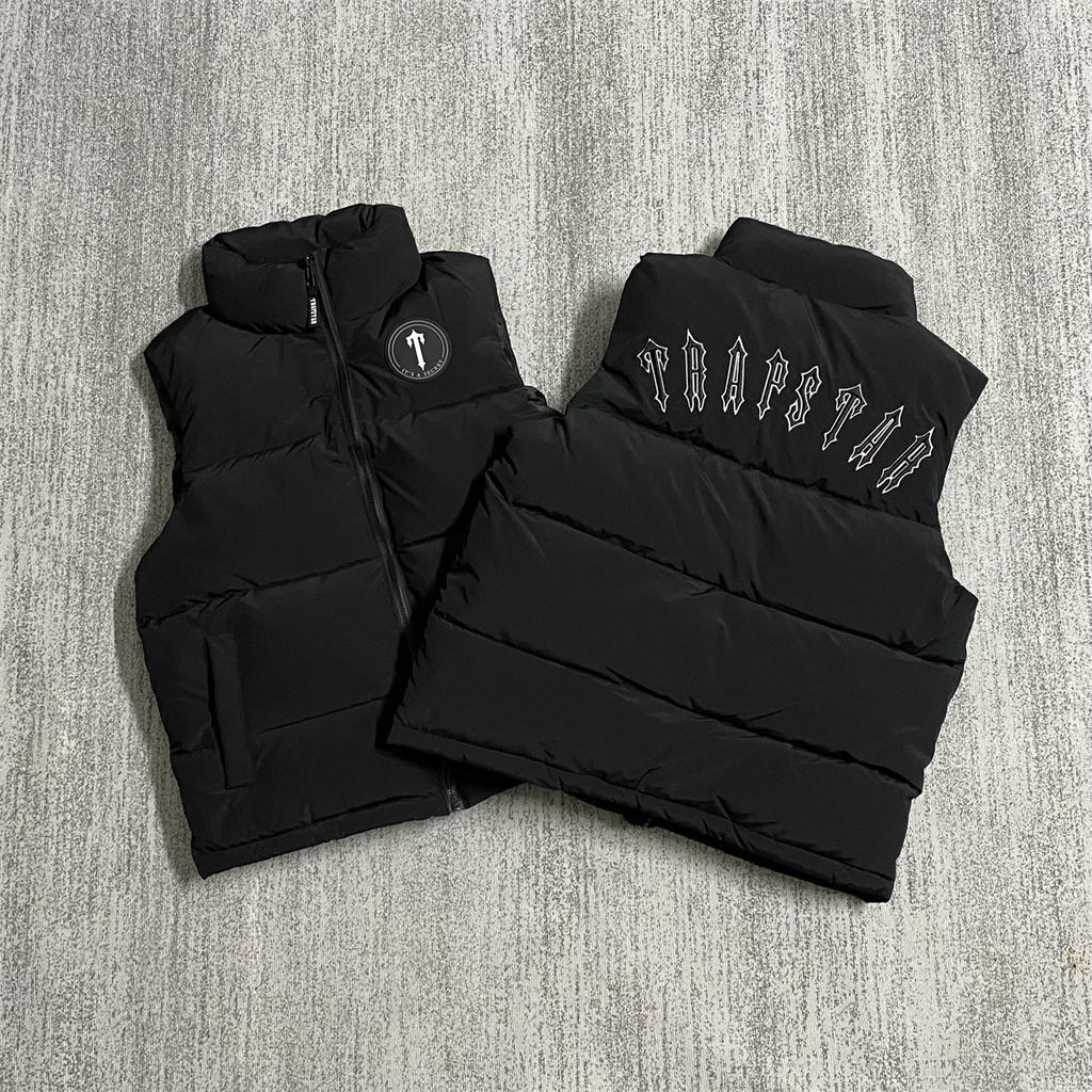 Chaqueta cálida de plumón con cremallera bordada con letras y etiqueta pequeña y cuello alto retro para parejas