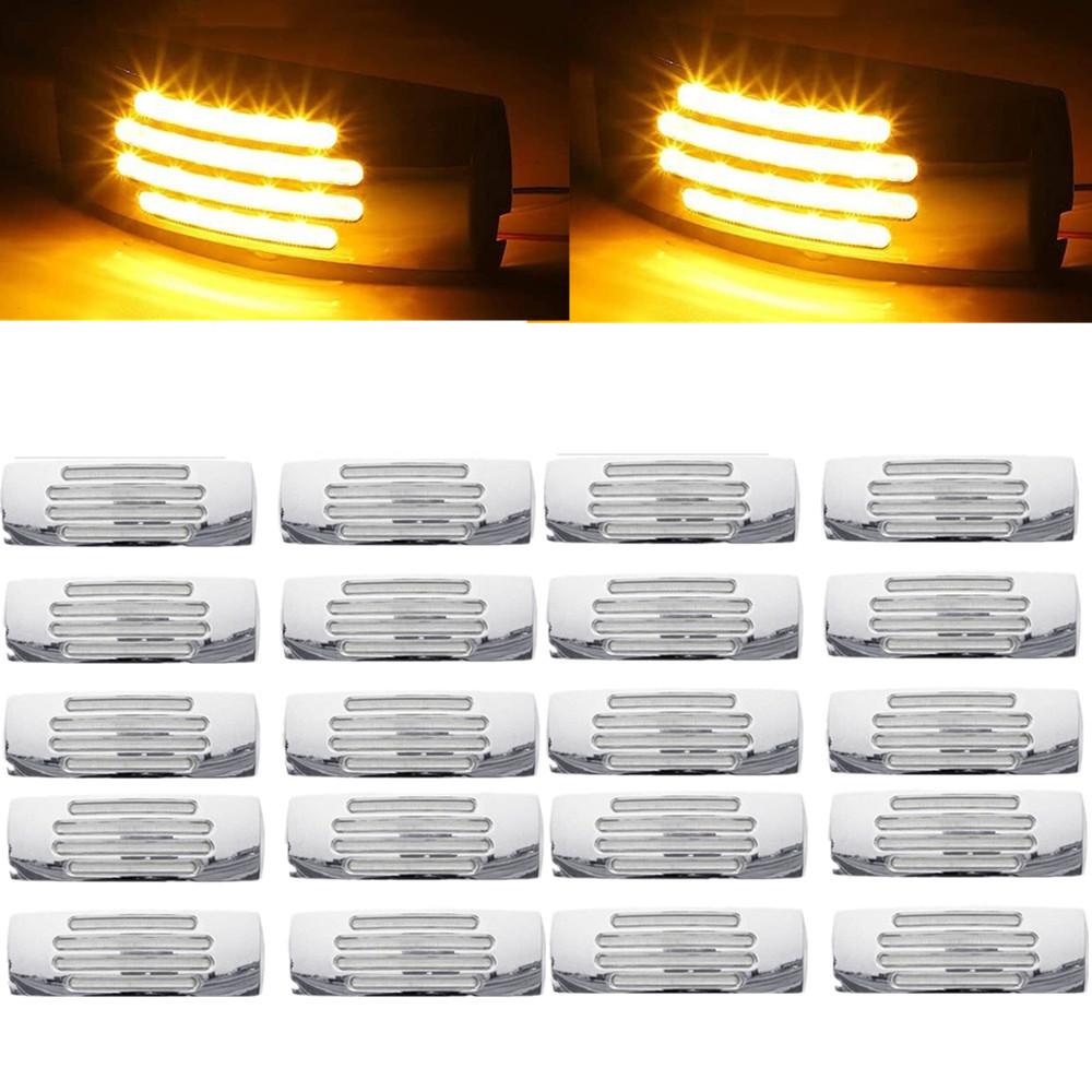 20PCS Truck Lighting Car Side Marker Lights Chrome Waterproof 22LED Trailer Side Light Turn Signal Indicator Clearance Lamp