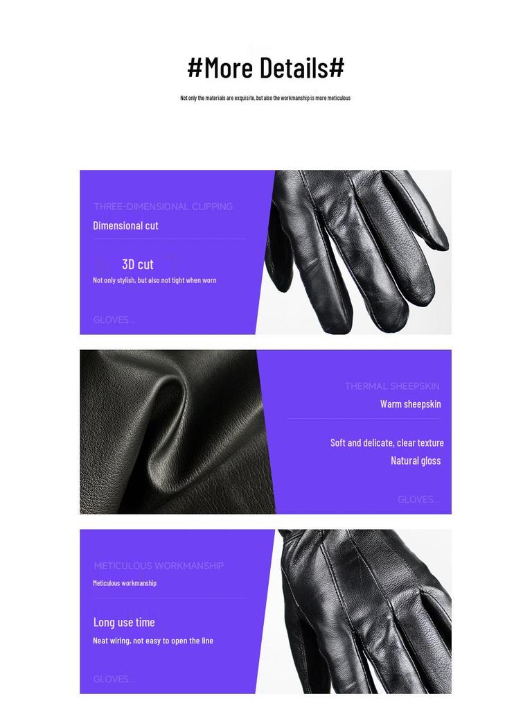 Unisex Patchwork Sheepskin Leather Gloves for Outdoor Cycling and Motorcycle Use