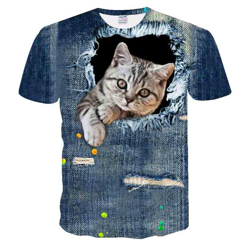Cat Girls T Shirt Clothes Boys Girls Animal Children 3D T-Shirt Kids Summer Cat Lively Cute Funny Baby T Shirts Tops 2023 3-14Y