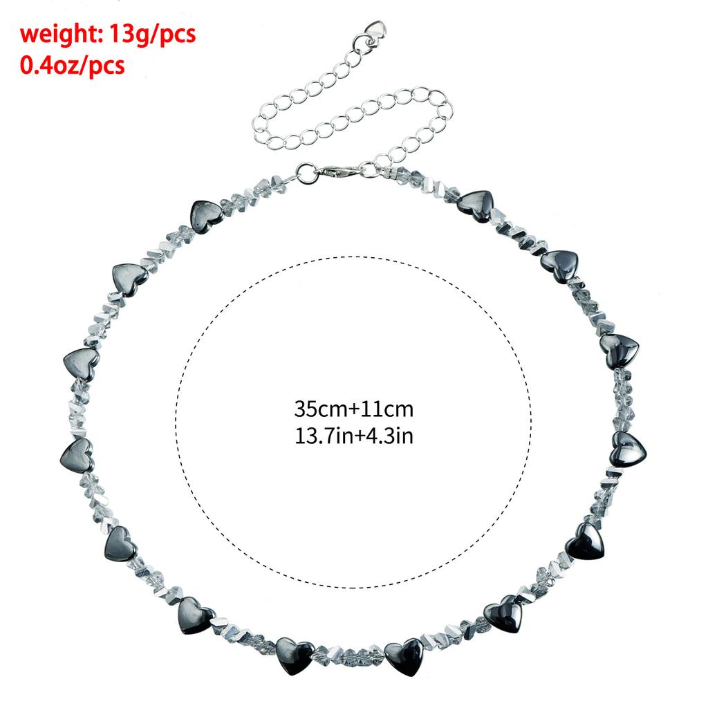 Light Luxury Black Gallstone Love Glass Crystal Clavicle Chain Premium Necklace