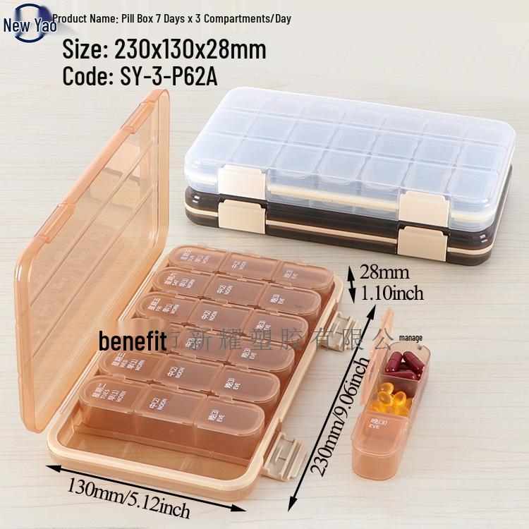 Seven-Day Pill Organizer: Morning, Noon, Night Portable Capsule Case with Large Capacity