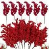 24PCS Festive red artificial fruit branches for Christmas tree decoration, DIY crafts, weddings and home decoration