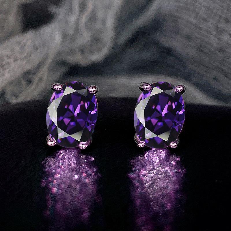 Trendy and Simple Four Claw Oval White Zircon Earrings, Classic and Versatile, Small and Compact Women's Zircon and Accessories
