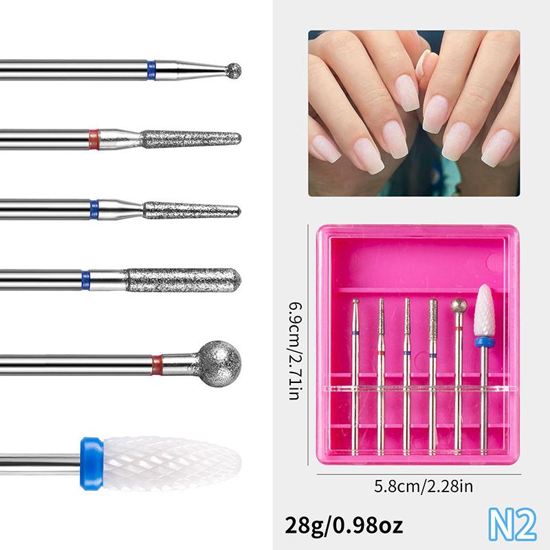 6pcs/box Quartz Diamond Sand Nail Files Drill Cuticle Polishing Bit Nail Grinding Head Electric Manicure Set Nail Art Tools