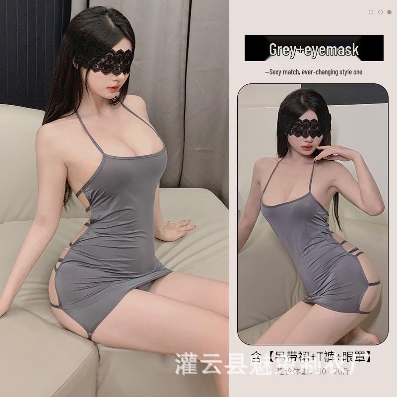 Meitu Alluring Backless Lingerie: Open Crotch Nightgown with Temptation Uniform, Designed for Small Chests - Step-Mom Dress 2048