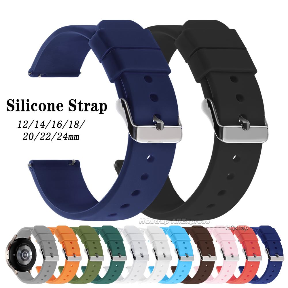 Silicone Watch Band 12mm 14mm 15mm 16mm 18mm 20mm 21mm 22mm 24mm Universal Bracelet Quick Release for Men Women Waterproof Strap