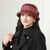 Hat lady autumn and winter thickened woolen basin hat temperament warm bucket hat bow hat