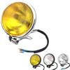 ROOOCYY Motorcycle Headlight 4.5 Inch Baetlite Halogen Stays Universal Custom (Silver: Yellow Lens)