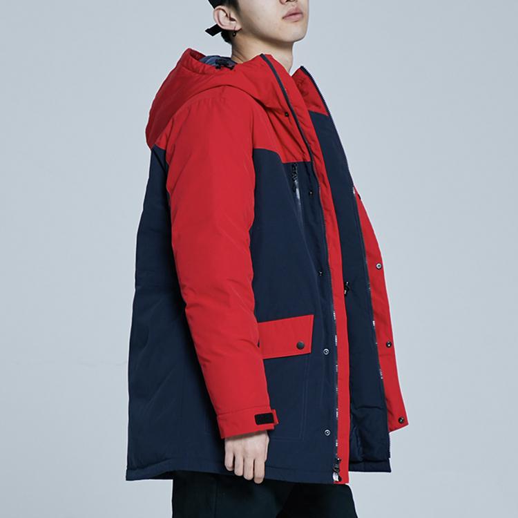 Vans Mid-Length Warm Hooded Down Jacket Men Jacket Red Blue VN0A3DHSRS9