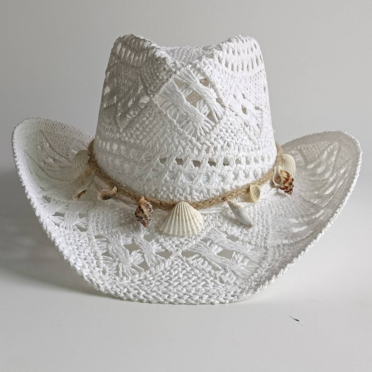 Westerse Cowboy Hoeden Strand Boheemse Strohoed Houten Kralen Uitgesneden Zonnehoed Schelp Dames Heren cowboyhoed M55-58cm