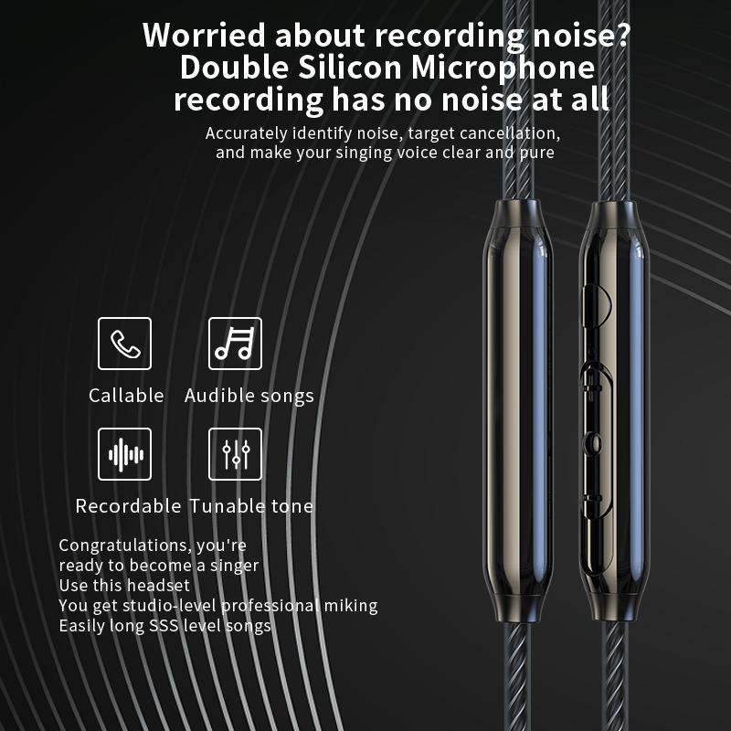 3.5mm Wired Earphones 8mm Dual Dynamic Coil HiFi Bass Stereo Earbuds Sports Gaming In-Ear Headset Headphones with Microphone