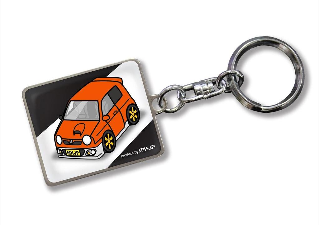 Custom Keychain for Suzuki Alto Works Black Orange Car Color [MKJP] HA11S, Base,
