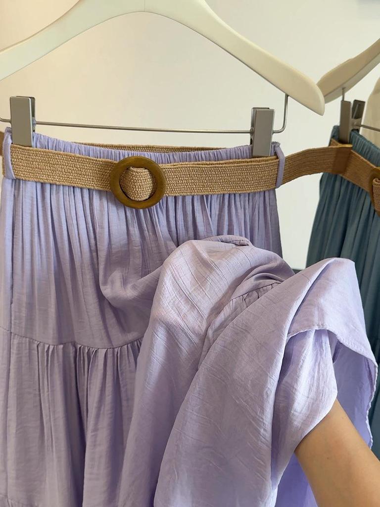 Women's High Waist French Ice Silk A-line Skirt - Early Spring Cotton Linen Umbrella Hem
