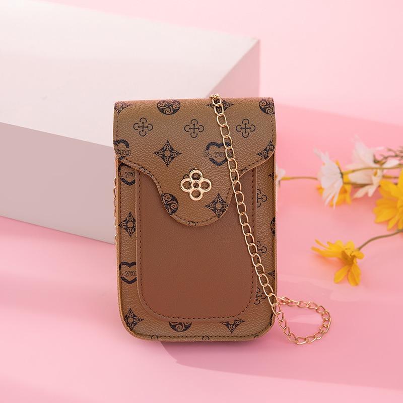 

Смена мобильного телефона женская сумка новая универсальная модная повседневная печатная сумка через плечо коричневый