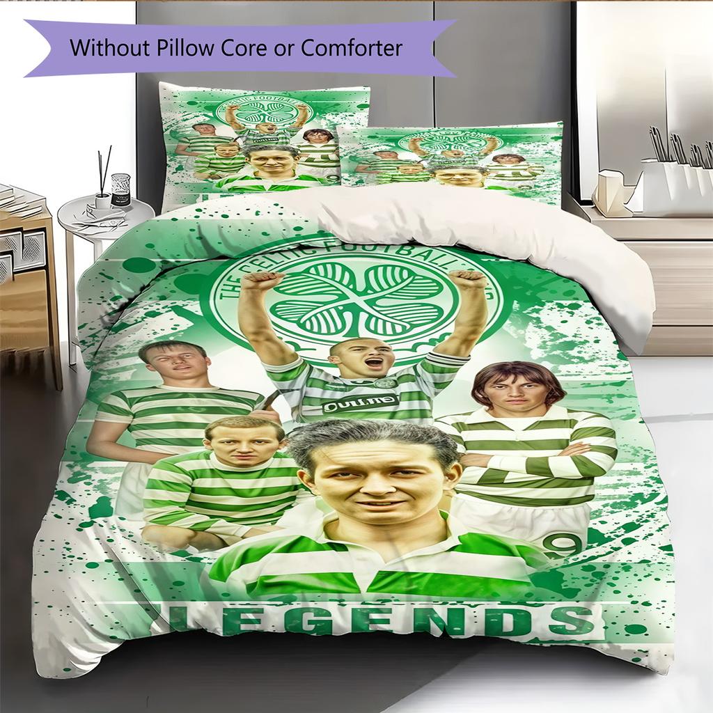 Celtic Football Club Bedding Quilt Set Quilt Cover Pillowcase Home Decoration Birthday Gift (1 * Duvet Cover + 2 * Pillowcase, Without Core)