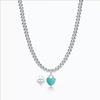 Heart-Shaped Enamel Cross Chain Necklace with Peach Heart Beads for Women - Fashionable Classic Style