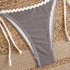 Women's Halter Gingham & Polka Dot Bikini Set Tie-Front Two Piece Swimsuit Pure & Sexy Hot Spring Resort Wear Lace Up Suits