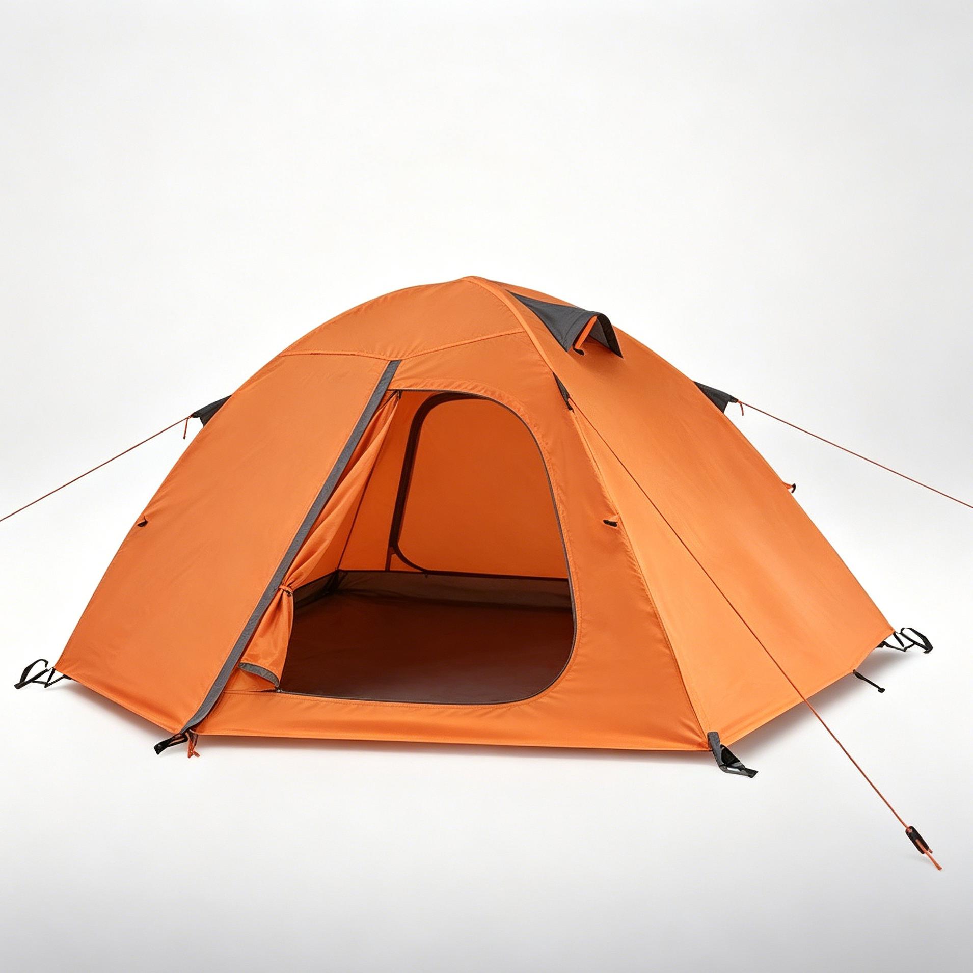 Camping Double-wall Waterproof Tent 2-door Tents Waterproof Polyester Fabric Mosquito Mesh Material  Aluminum Poles 190T Polyester 210*（40+140+40）*110CM