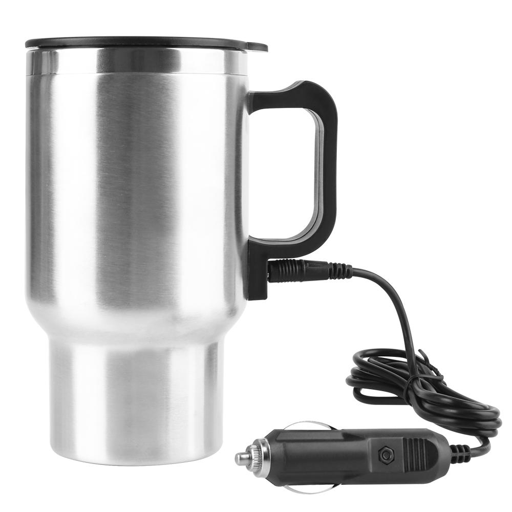 Vehicle Heating Cup Electric Heating Car Truck Cup Camping Travel Kettle Stainless Steel Water Coffee Milk Thermal Mug 12V 450ml