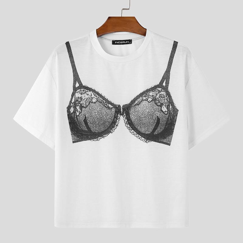 

INCERUN Мужские Женские Футболки с Коротким Рукавом и Принтом с Круглым Вырезом Повседневные Летние Футболки 2XL белый