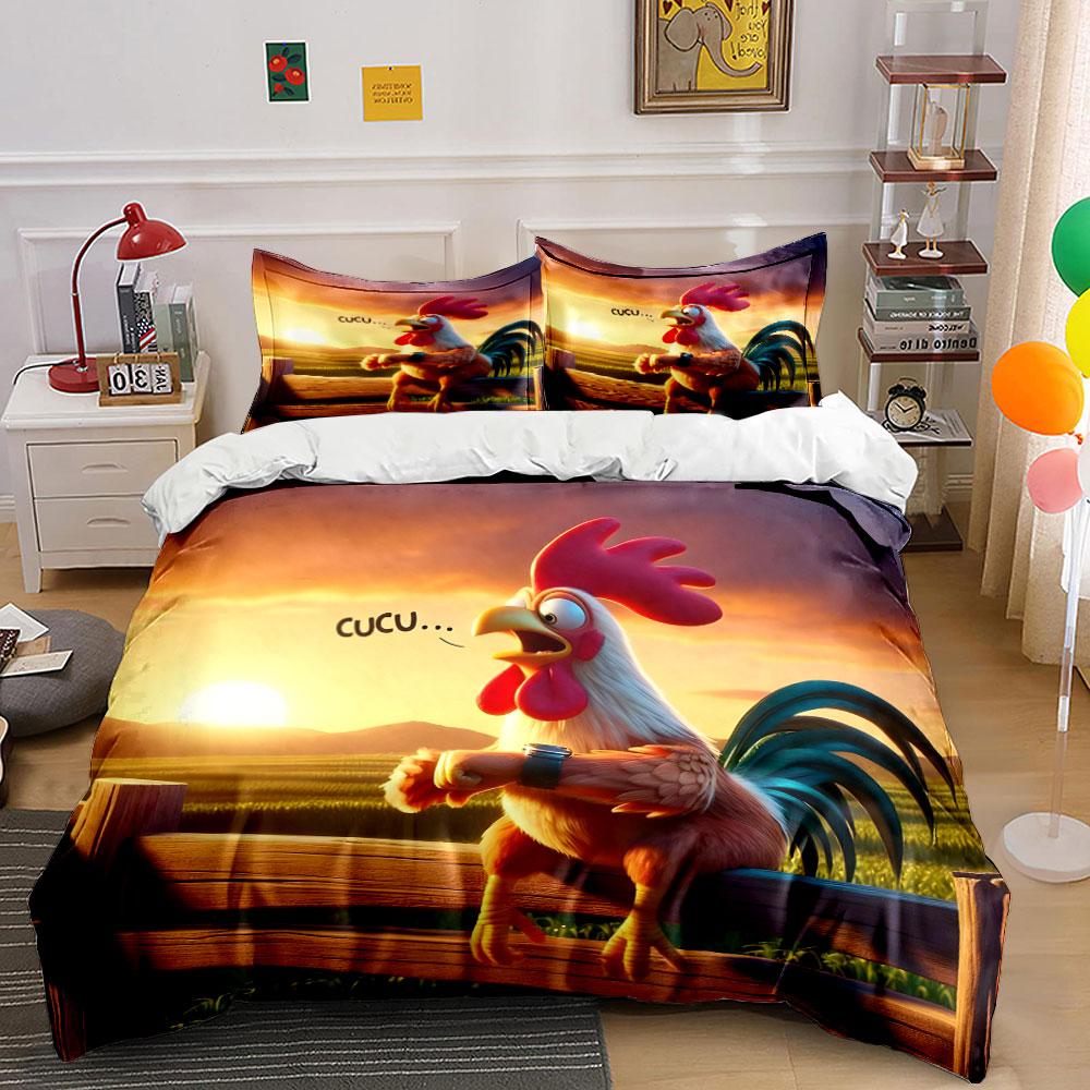 Sunrise Rooster Farm Decor Set Kid'S And Adults' Bedroom Decor, Exquisite Three-Piece Bedding Set Gift