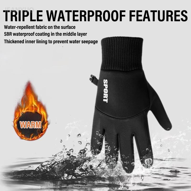 Winter Snow Warm Gloves Outdoor Cycling Full Finger TouchScreen Gloves Waterproof Fleece Gloves for Running Skiing Motorcycle