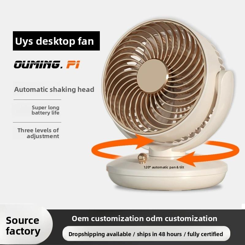 Mini ventilador portátil de escritorio recargable USB con rotación silenciosa para oficina y hogar
