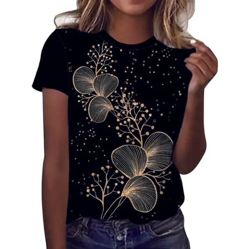 

Повседневный модный тренд Высококачественная женская футболка с коротким рукавом и круглым вырезом 6xl