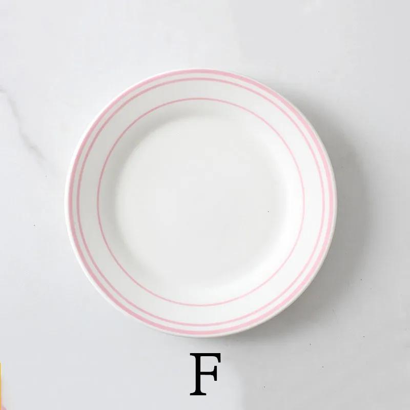 Farfurii plate din ceramică de 8 inch Vase de uz casnic pentru mic dejun Desert Salată Friptură Farfurie pentru cină Vase de servire pentru cafenea