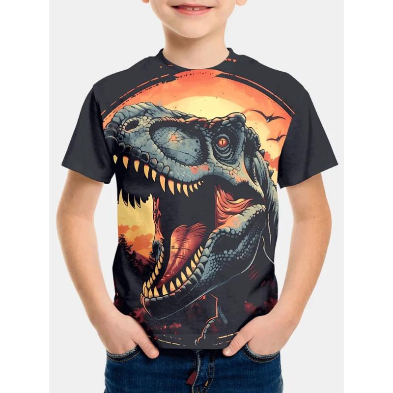 Mode Herren Kinder Kleidung Rundhals Kurzarm 3D Lässig Farbdruck Lässiges Kurzarm Rundhals T-Shirt