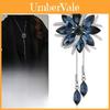 Flower Pendant Long Necklace With Silver Alloy Chain For Winter Fashion Women