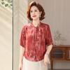 Women's Mid-Sleeve Chiffon Blouse - Fashionable Summer Top for Middle-Aged & Elderly