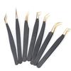 High-Precision Black Gold Eyelash Tweezers - Stainless Steel for Grafting and Extension